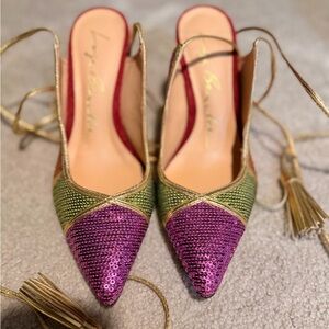 Vibrant Sequin Slingback Heels